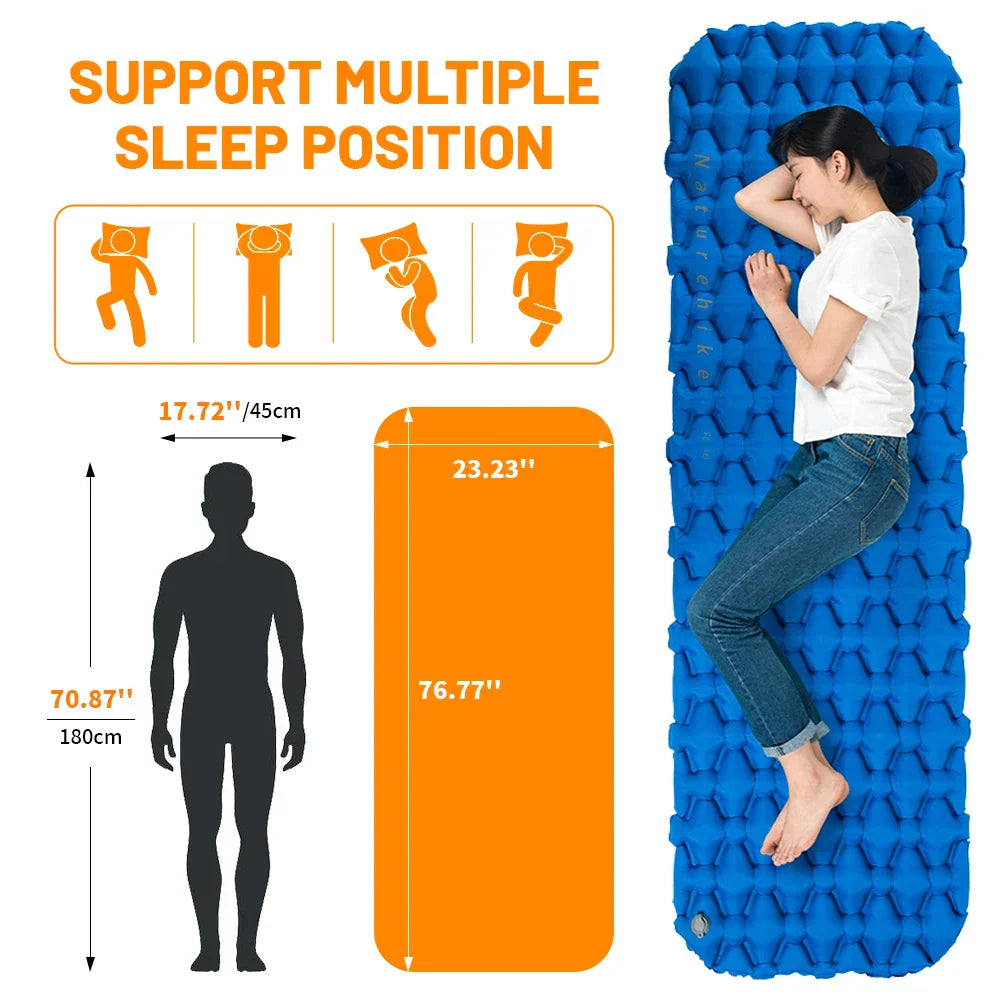 Inflatable Camping Mattress with Air Bag Blue