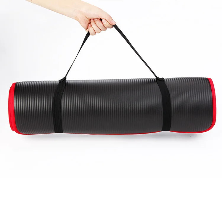 10MM Extra Thick Non-Slip NRB Yoga Mat 183x61cm Black
