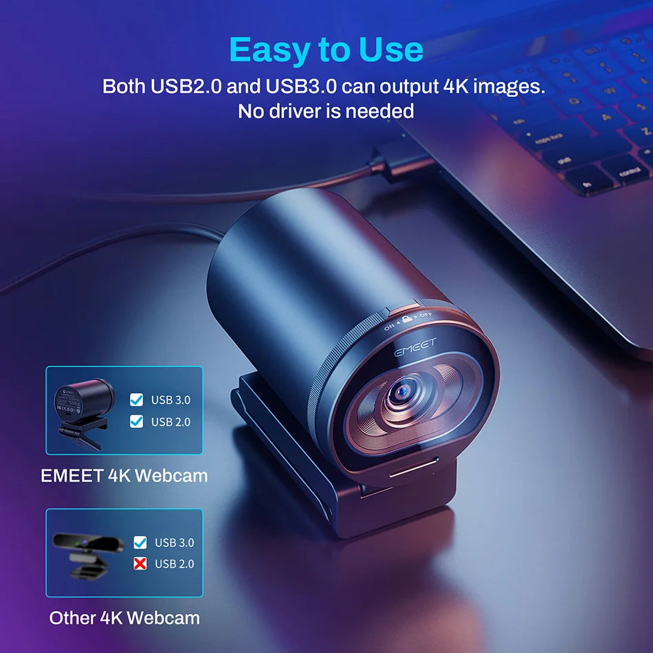 4K Streaming Webcam with Autofocus Black