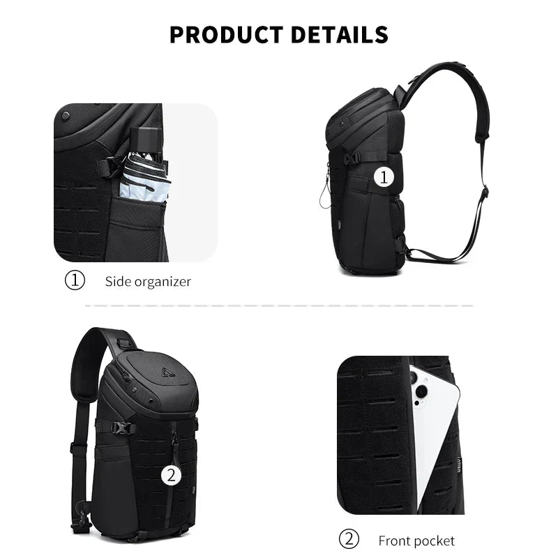 Waterproof Oxford Sling Crossbody Chest And Shoulder Bag Black