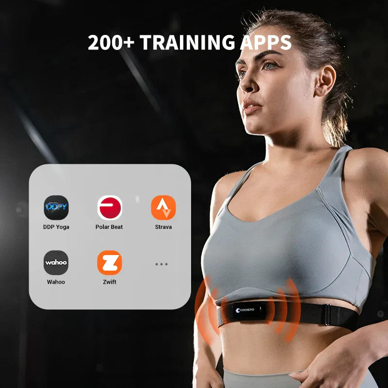 Rechargeable Heart Rate Monitor Chest Strap Bluetooth Black