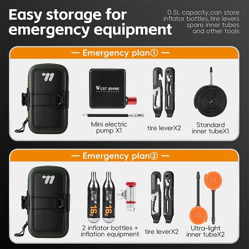 0.5L Seamless Waterproof Mini Bicycle Saddle Bag 600D TPU Green