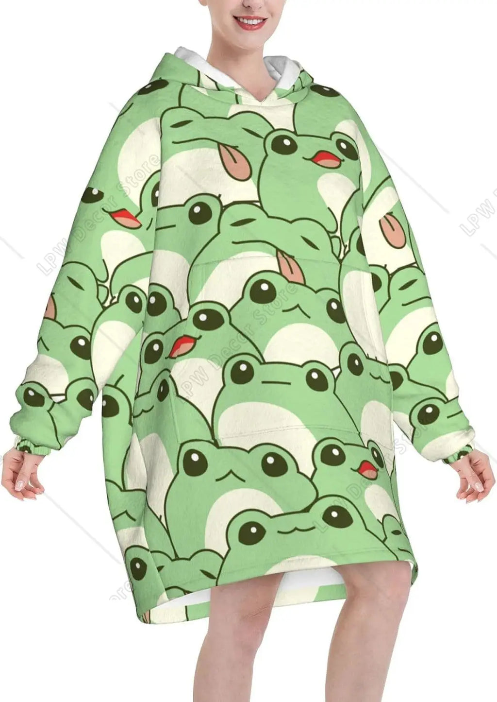 Cute Frog Plush Wearable Blanket Hoodie