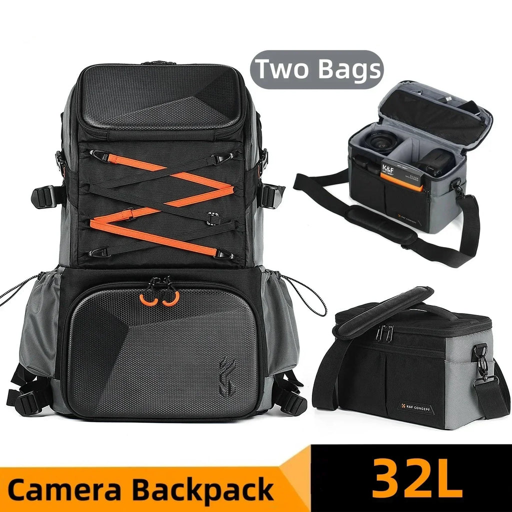 2-in-1 Camera Backpack And Sling Waist Bag Grey