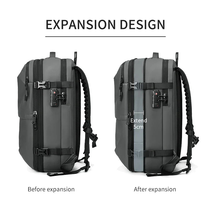 Expandable Laptop Backpack Grey