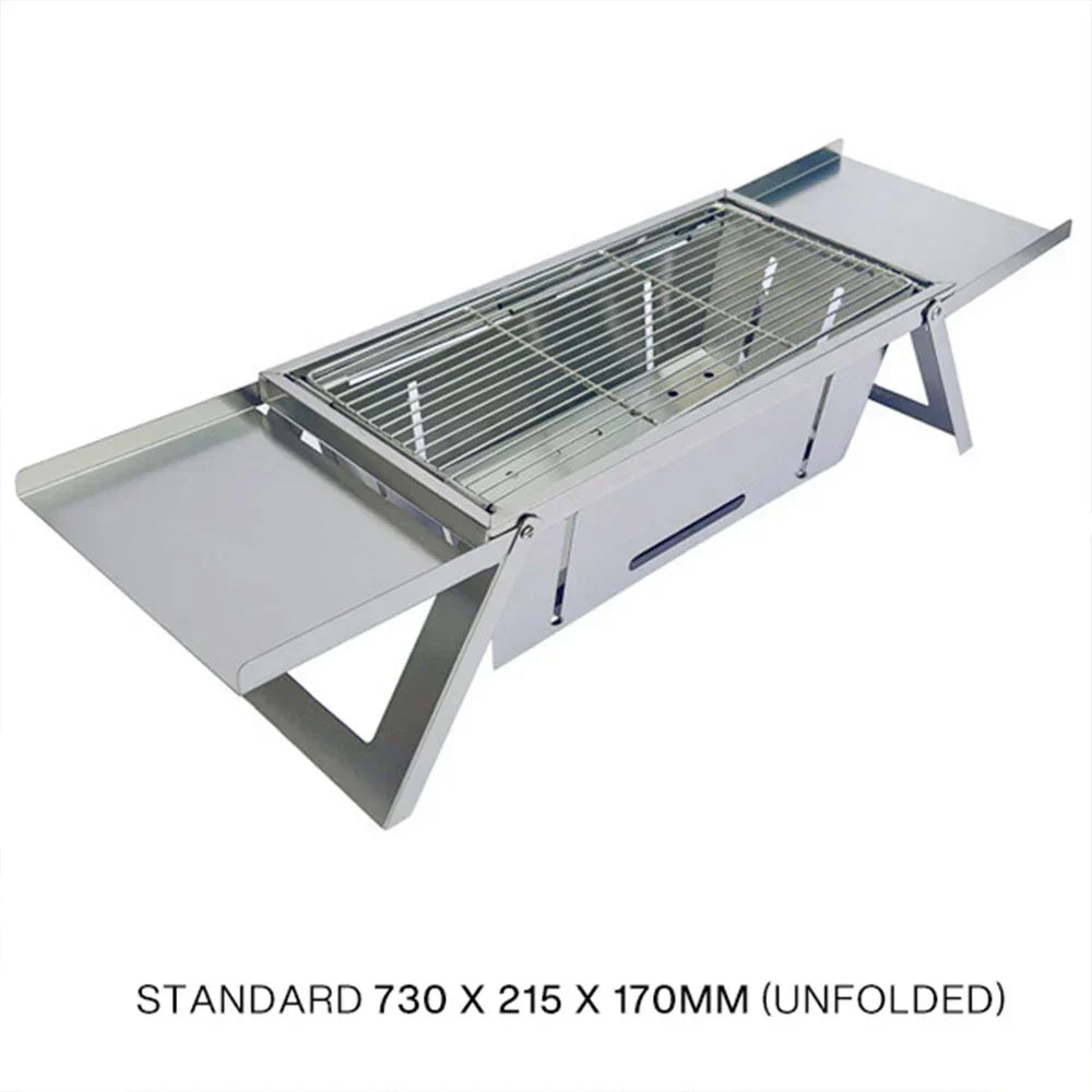Folding Charcoal Grill Stove Silver