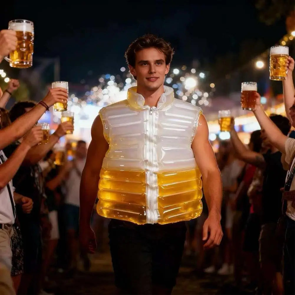 Wearable Refillable Beverage Jacket with Drinking Straw