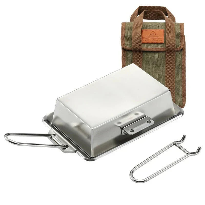 Portable Thickened Camping Frying Pan Silver