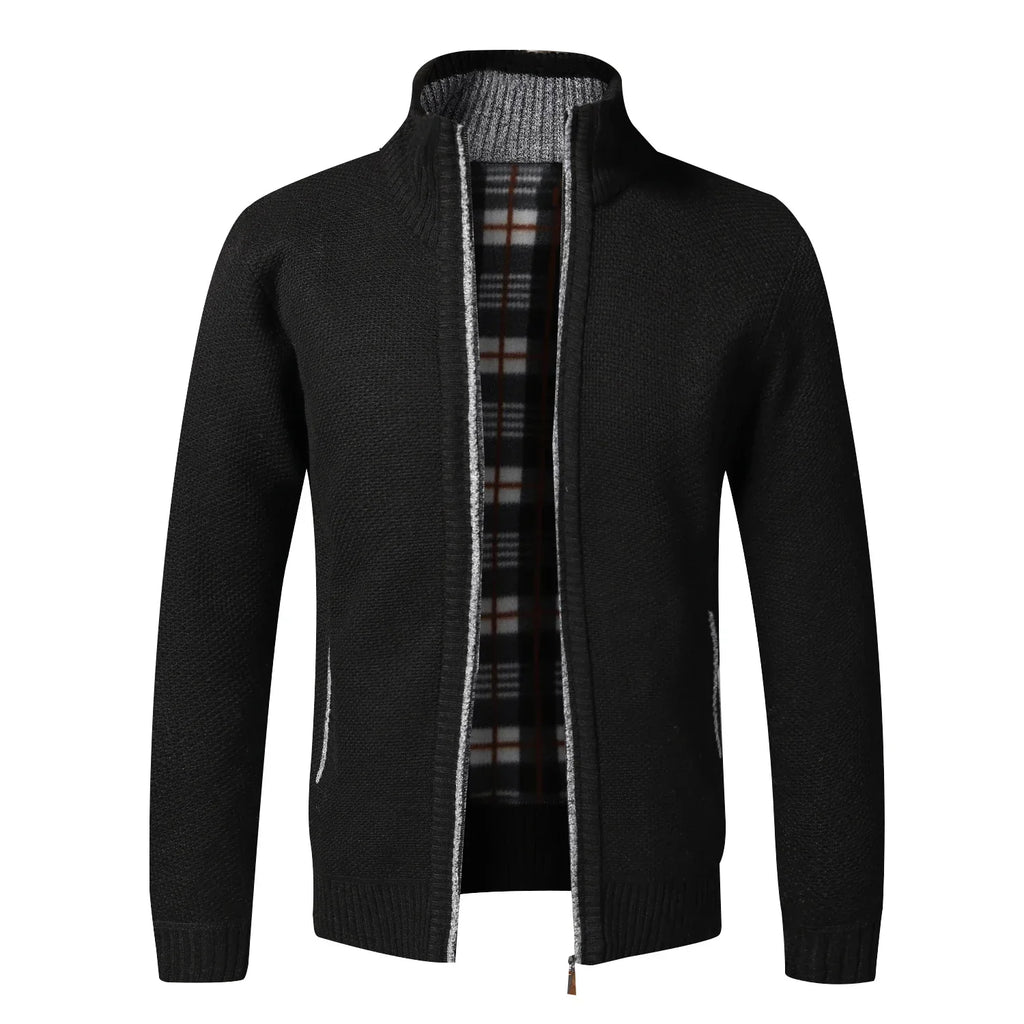 Men's Fleece Zip Cardigan Jacket Slim Fit Knit