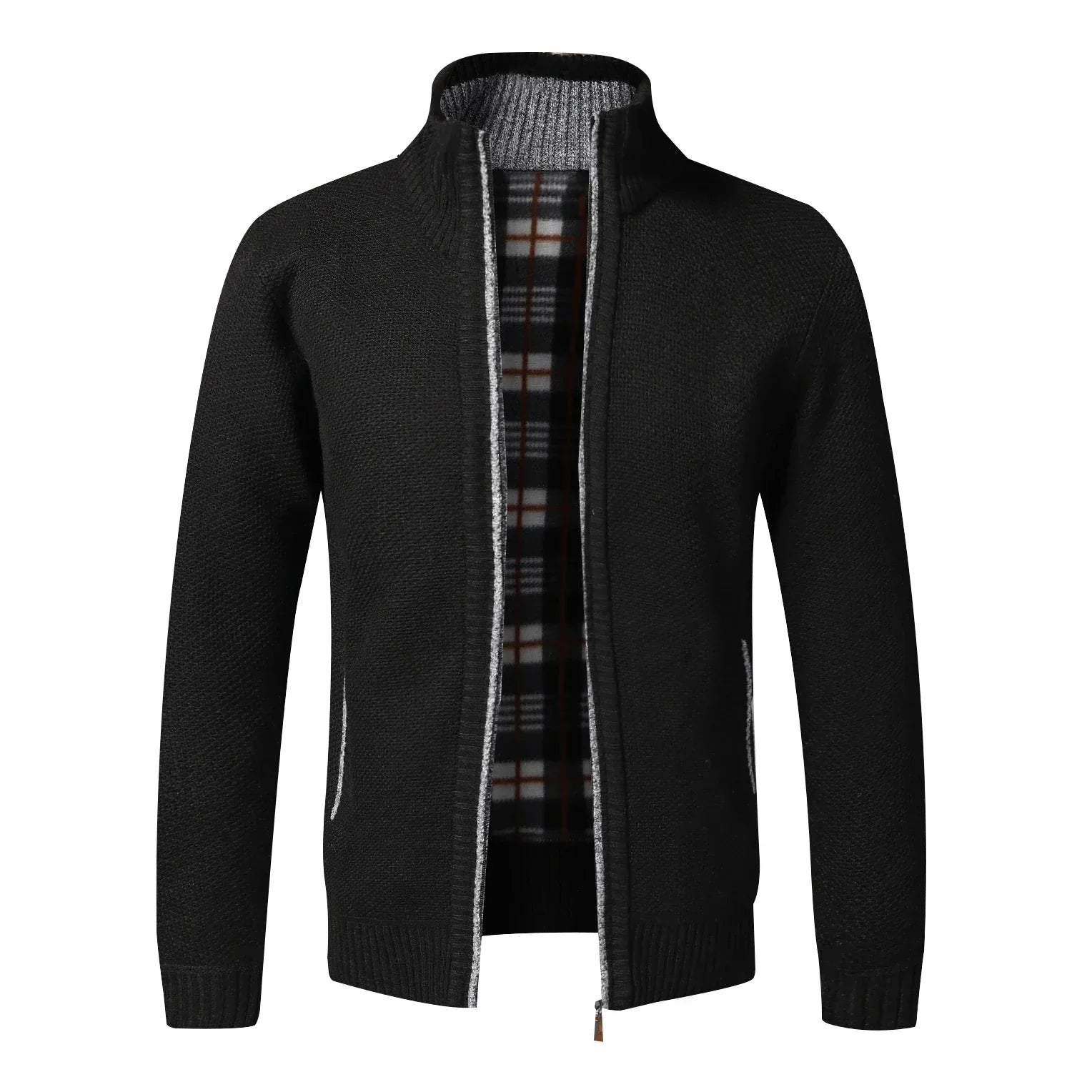 Men's Fleece Zip Cardigan Jacket Slim Fit Knit