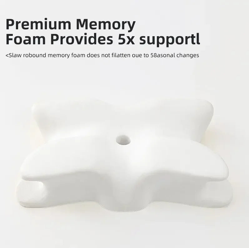 Butterfly-Shaped Orthopedic Memory Foam Pillow Cervical Neck Support Grey
