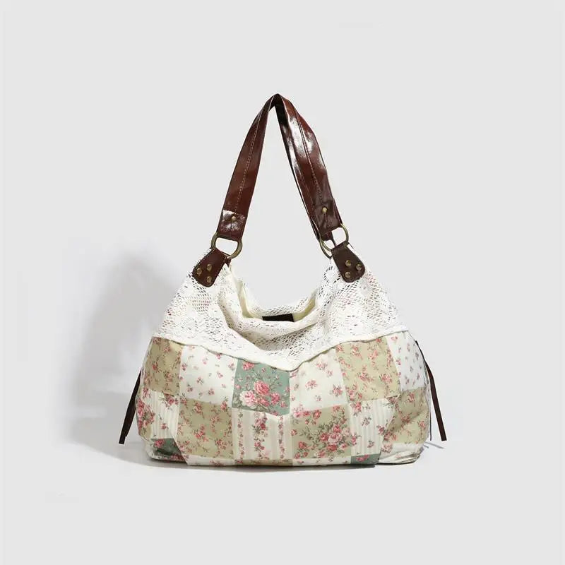 Bohemian Floral Patchwork Tote Bag