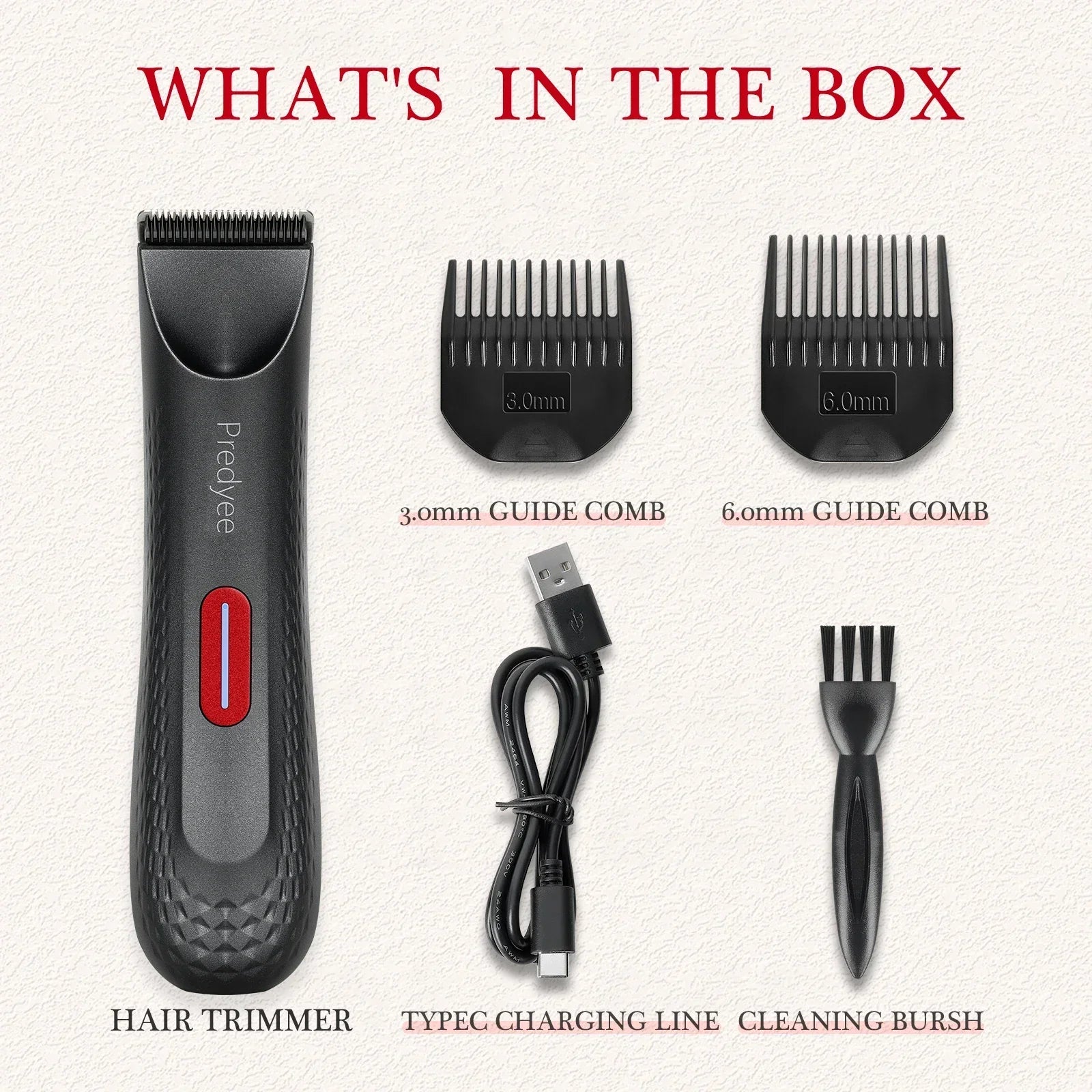 Womens Waterproof Intimate Hair Trimmer Body Groomer Red
