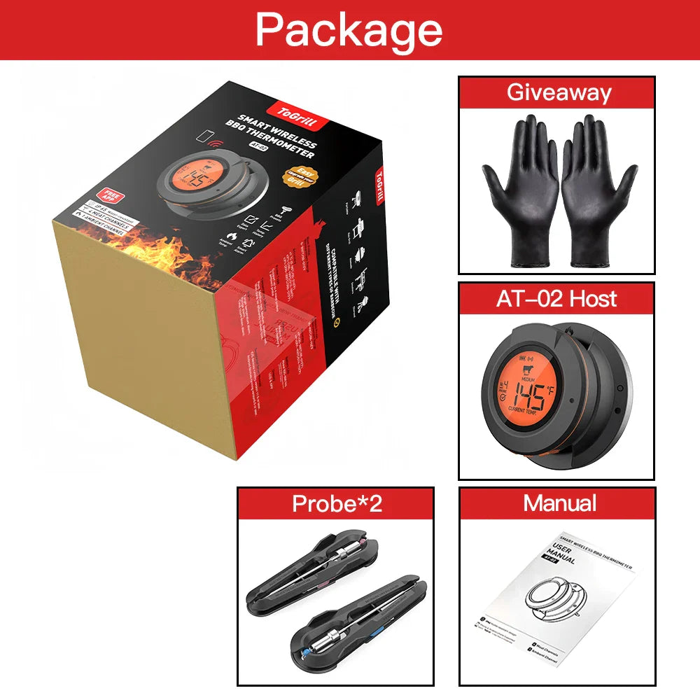 Grill Smart Wireless Meat Thermometer Black