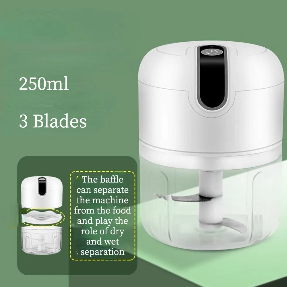 Electric Garlic Masher USB Rechargeable Mini Food Chopper White