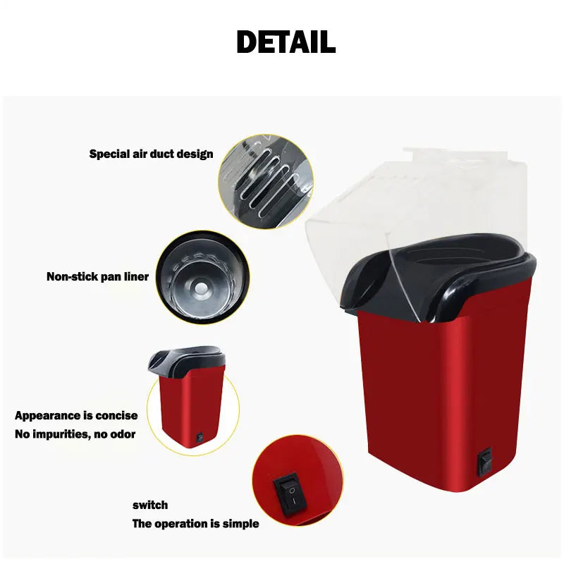 Automatic Hot Air Pop Corn Maker Machine