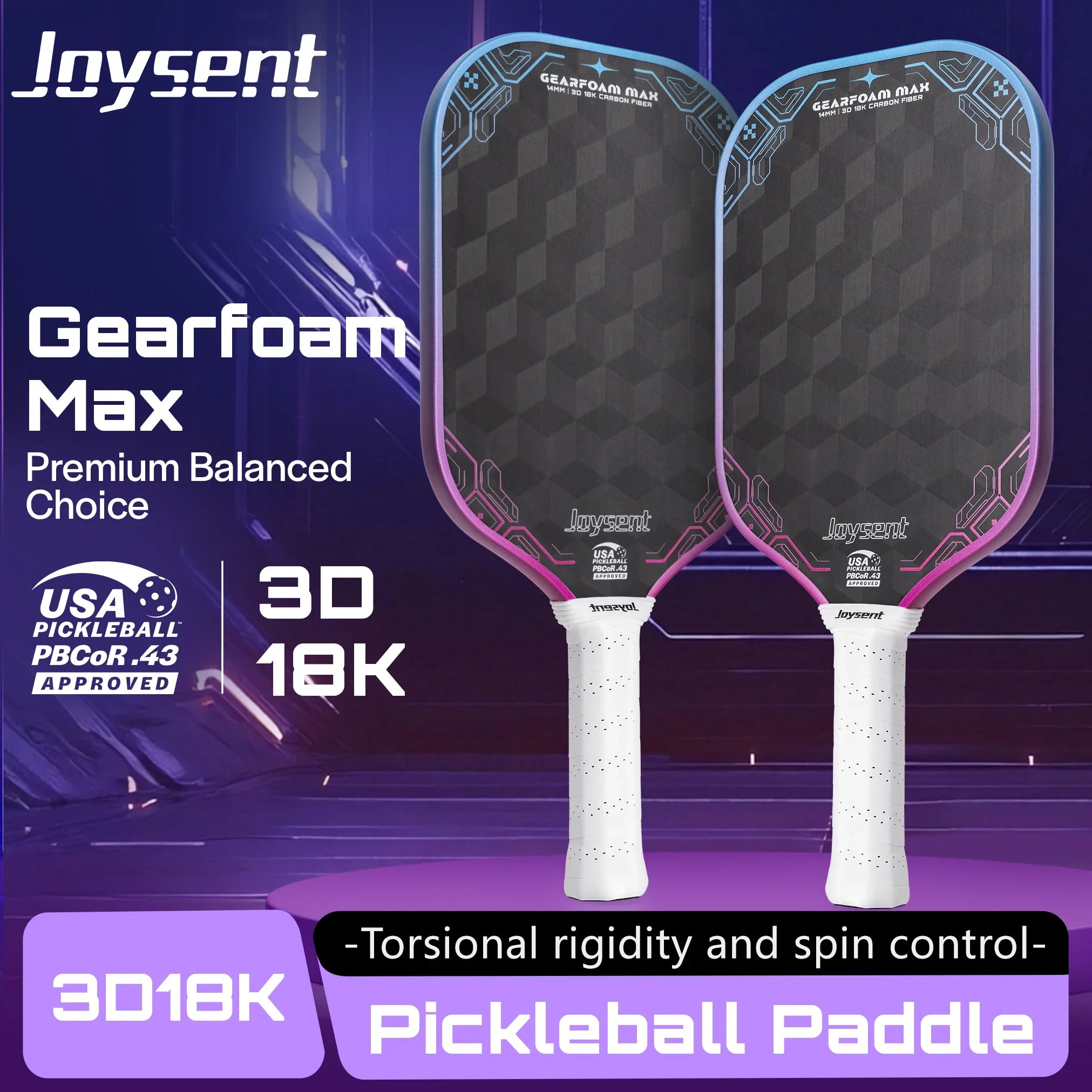 18K Raw Carbon Fiber Thermoformed Pickleball Paddle – 14mm Foam Core