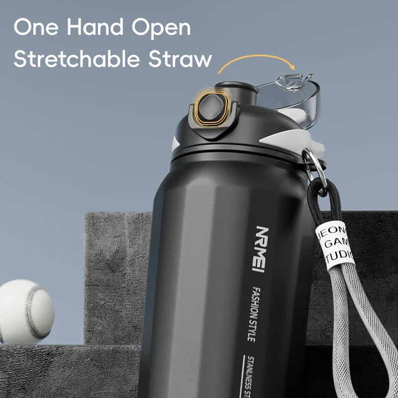 1000ML One Button Open Thermos Bottle Black