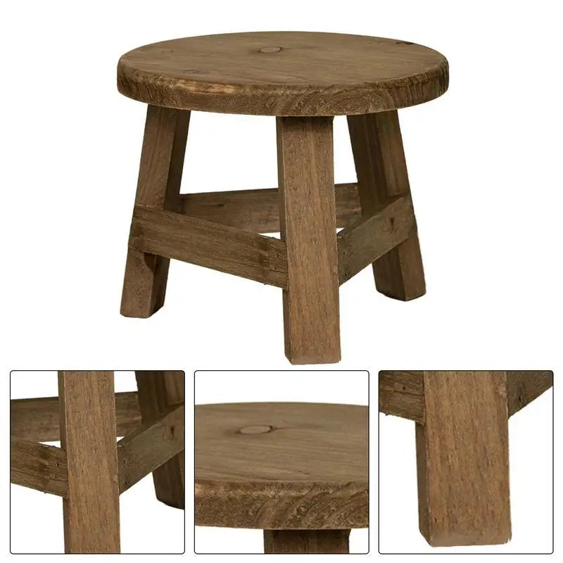 Wooden Stool Plant Stand Mini