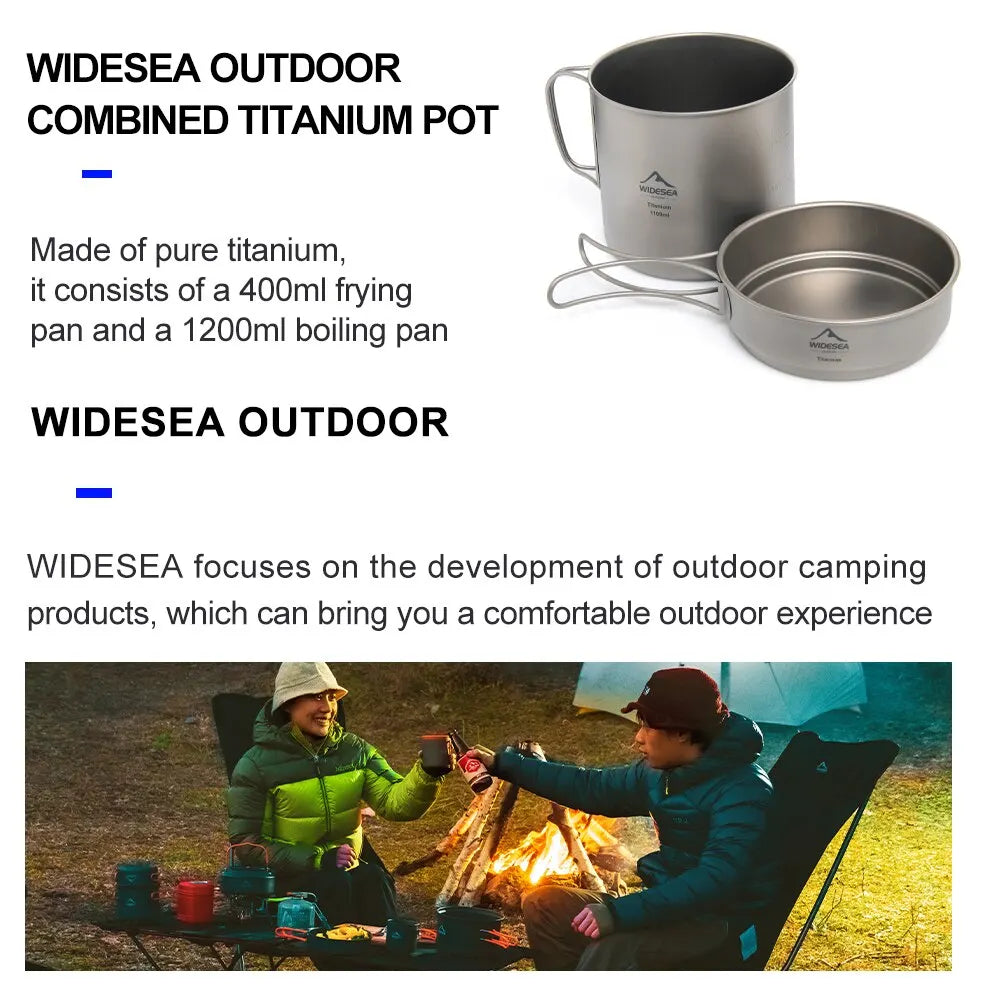 1100ml Ultralight Titanium Camping Pot with Folding Handles Grey