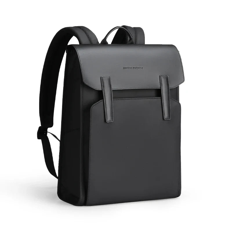 Classic Leather Laptop Backpack Black