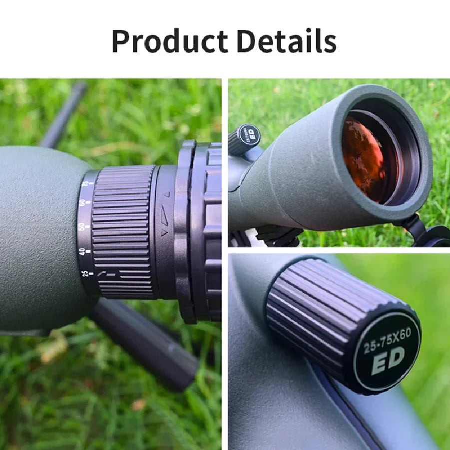 25-75x60 ED HD Waterproof Monocular Telescope
