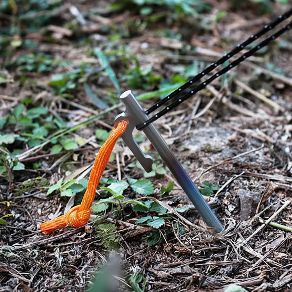 6-Piece Titanium Alloy Camping Tent Stakes Set