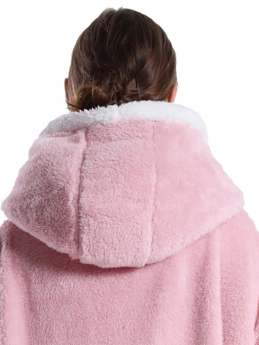 Extra Long Hooded Flannel Wearable Blanket