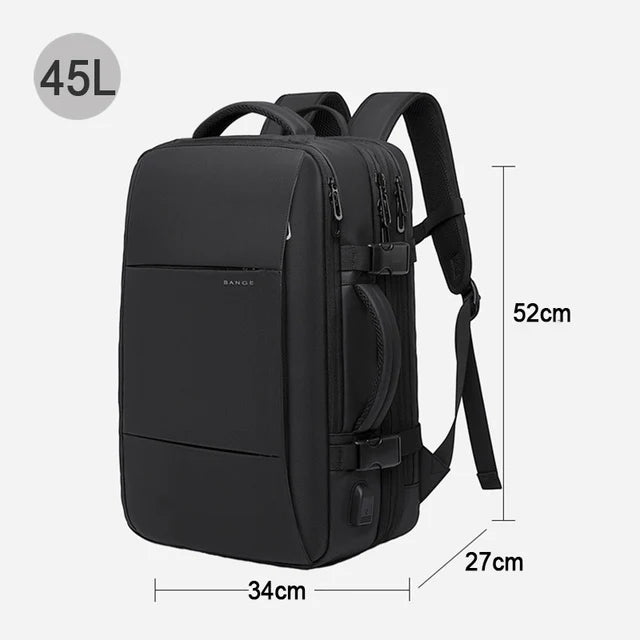 45L Expandable Laptop Backpack Black