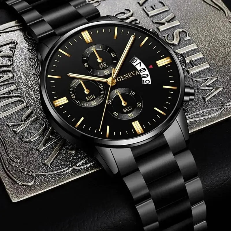 Men's Stainless Steel Quartz Calendar Watch