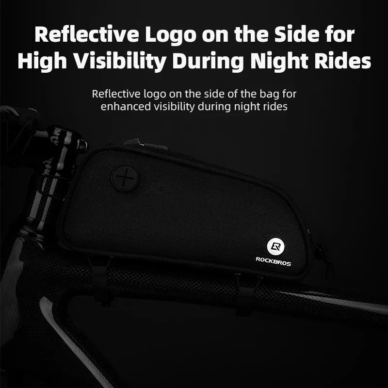 1.3L Waterproof Bicycle Frame Tube Bag with Headphone Jack Black