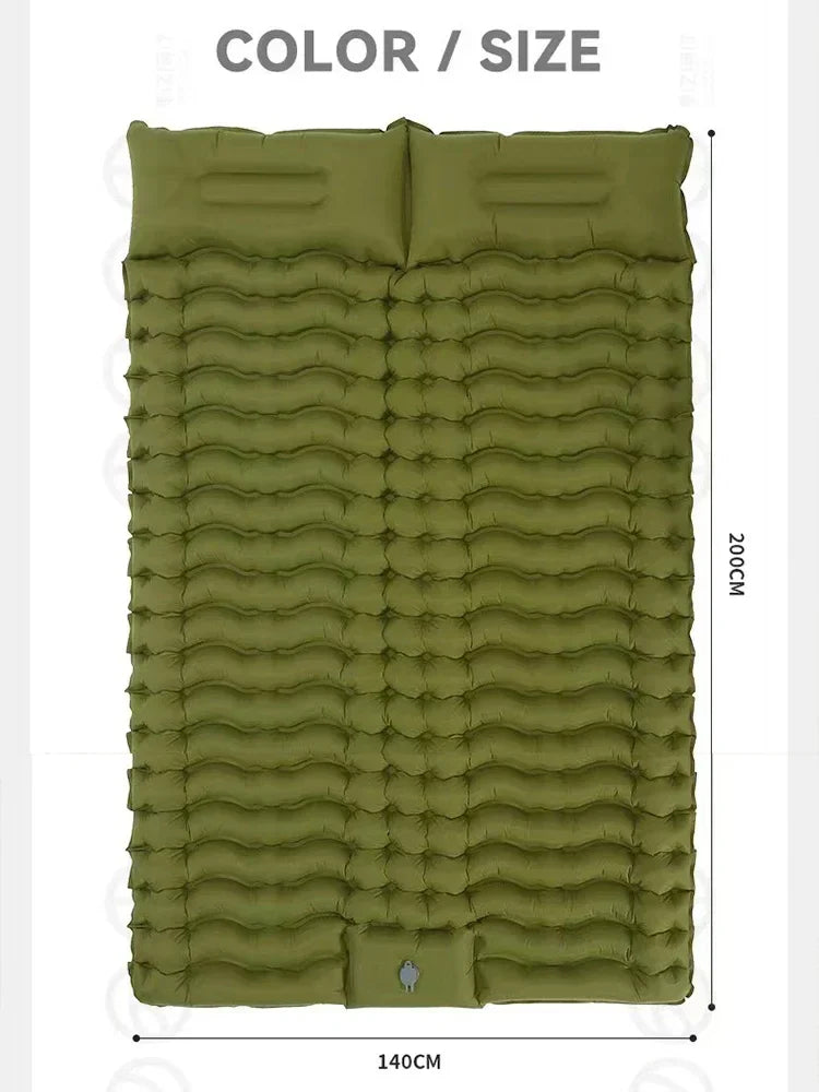 Double Self-Inflating Sleeping Pad Pillows Green