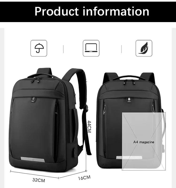 Leather Laptop Backpack Black