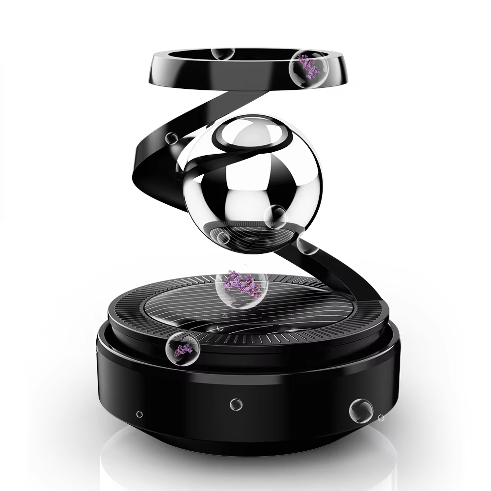 Solar-Powered Rotating Car Air Freshener–Suspension Perfume Diffuser Black