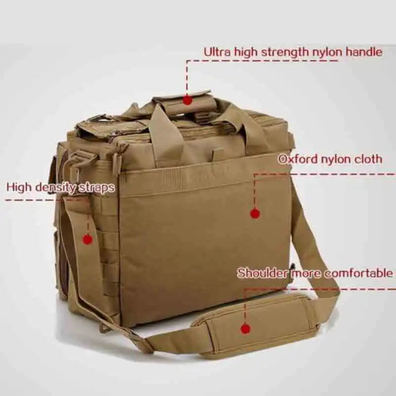 Tactical MOLLE Shoulder Bag Oxford Handbag Khaki