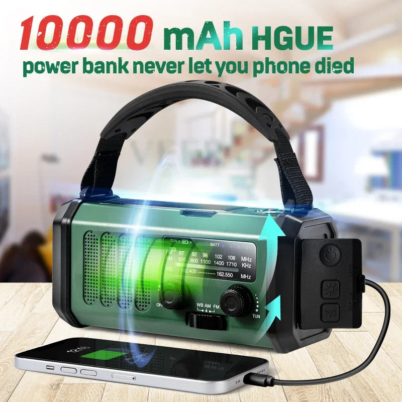 Emergency Weather Radio Solar Hand Crank Green