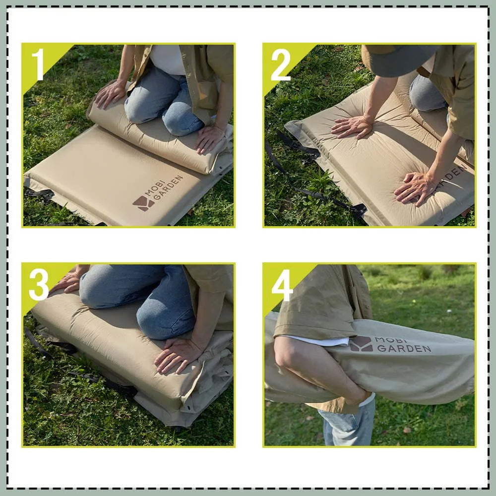 Inflatable Camping Air Mattress Single Sleeping Pad Brown