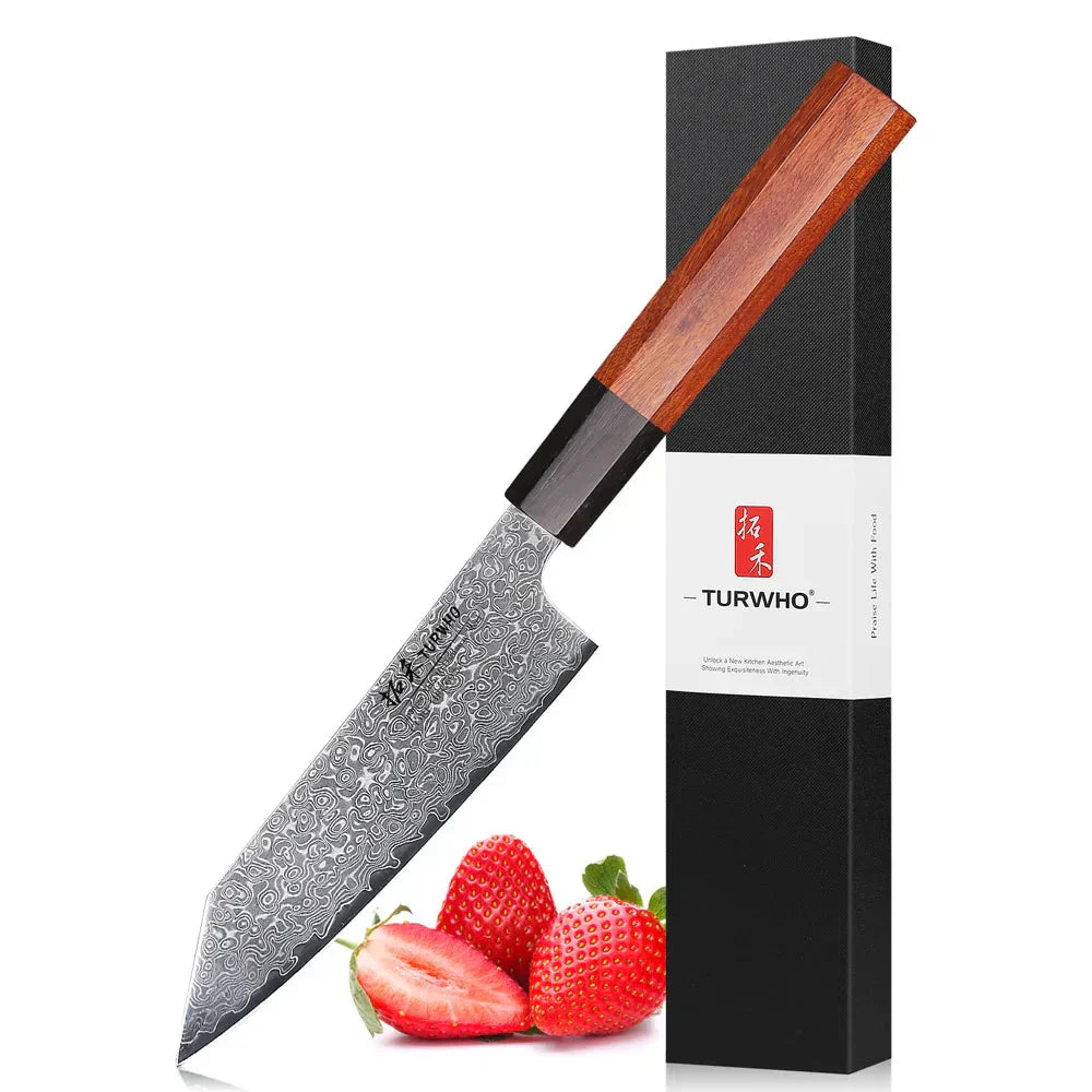 5-Inch Hand-Forged Damascus Steel Utility Knife Ebony And Rosewood Brown