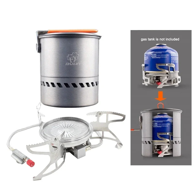 3800W Folding Outdoor Gas Stove with 1.5L Pot Silver