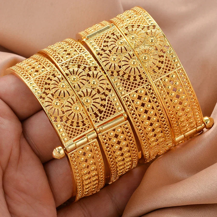 Ethiopian Gold Bangles Womens Wedding Jewelry Set