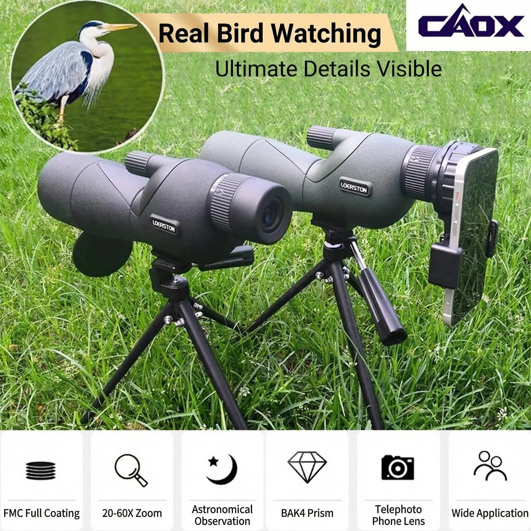 25-75x60 ED HD Waterproof Monocular Telescope