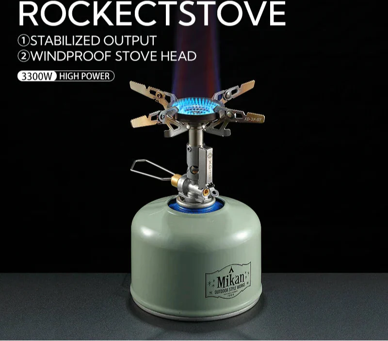 Mini Adjustable Camping Gas Stove Cookout Burner Silver