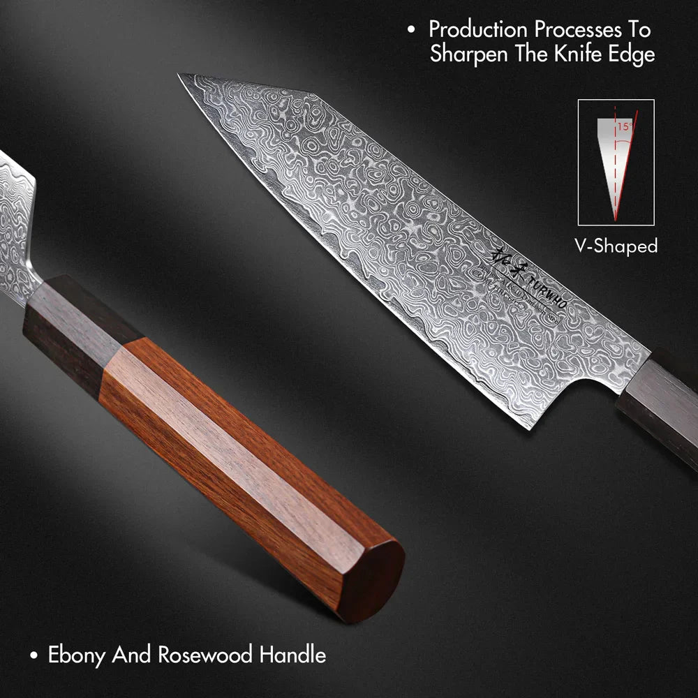 5-Inch Hand-Forged Damascus Steel Utility Knife Ebony And Rosewood Brown