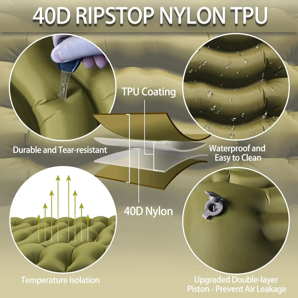 Double Self-Inflating Sleeping Pad Pillows Green