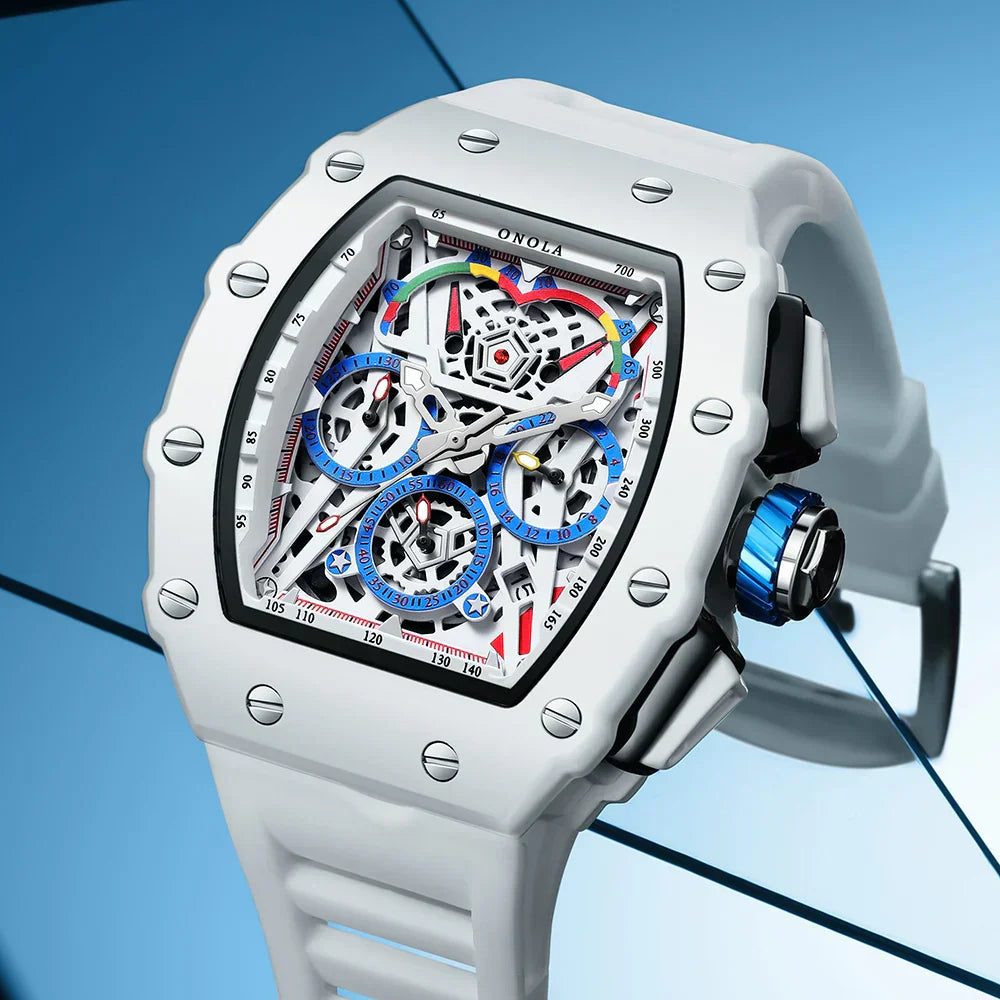Fashion Casual Multifunctional Waterproof Silicone Tape Quartz Watch