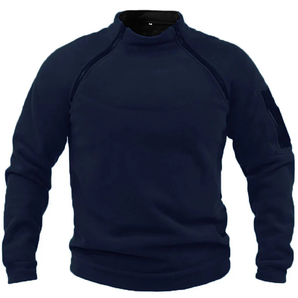 Men's Tactical Fleece Pullover Jacket Outdoor Hiking (Navy Blue)