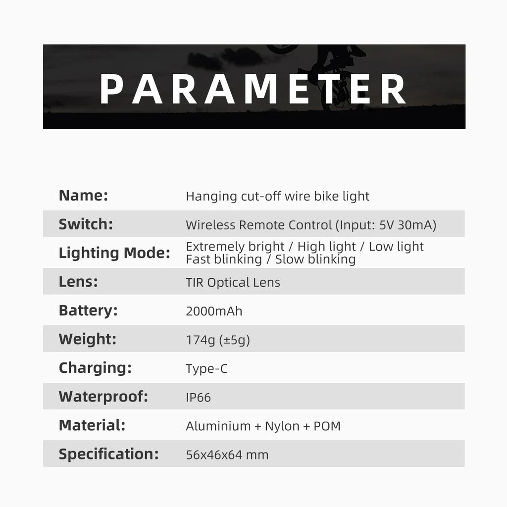 Ultra-Bright 1600 Lumen Bike Headlight Remote White