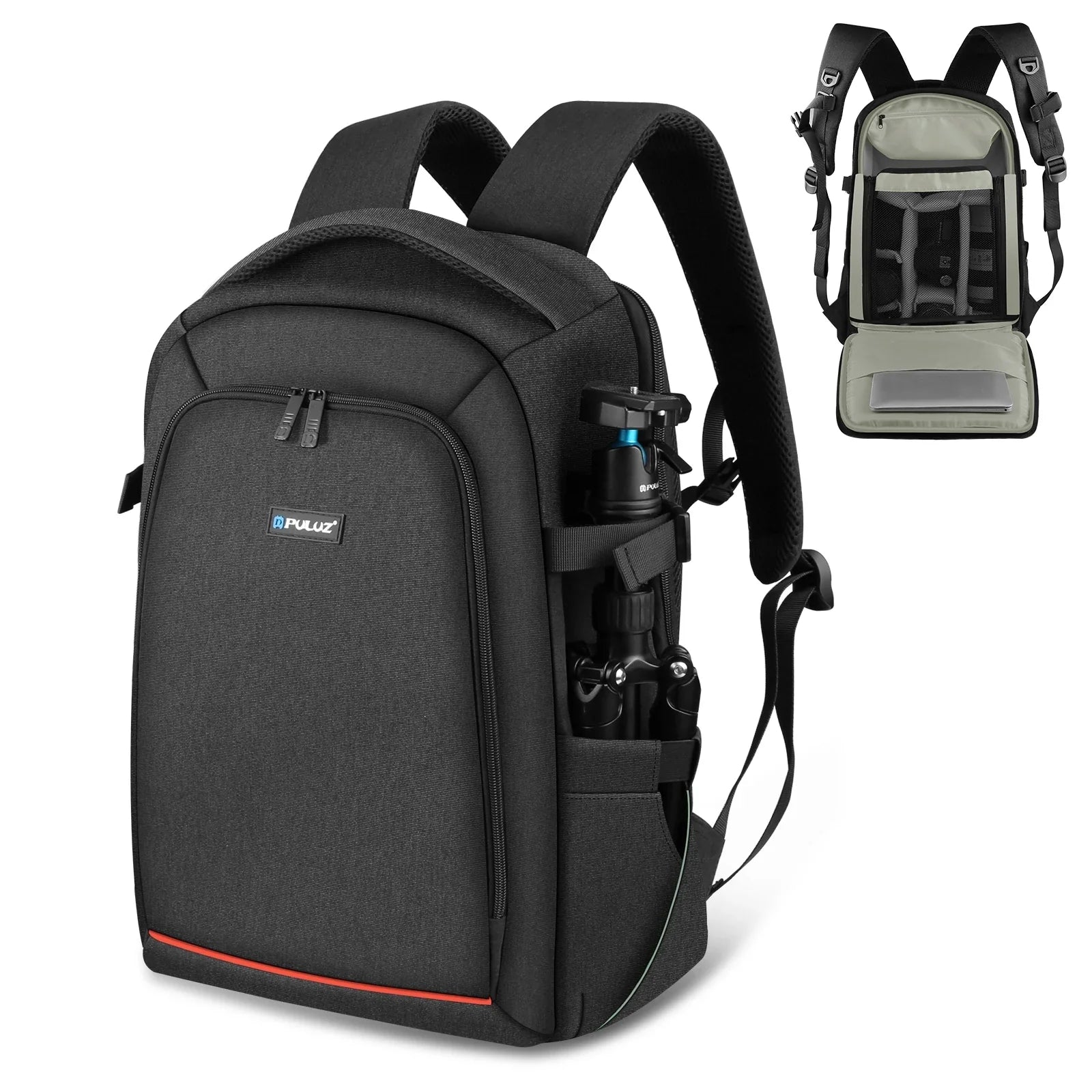 Dual Shoulder Camera Backpack with Rain Cover Black