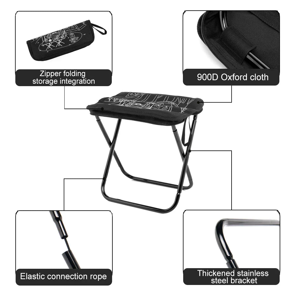 Camping Stool Foldable Chair Outdoor Fishing Lightweight