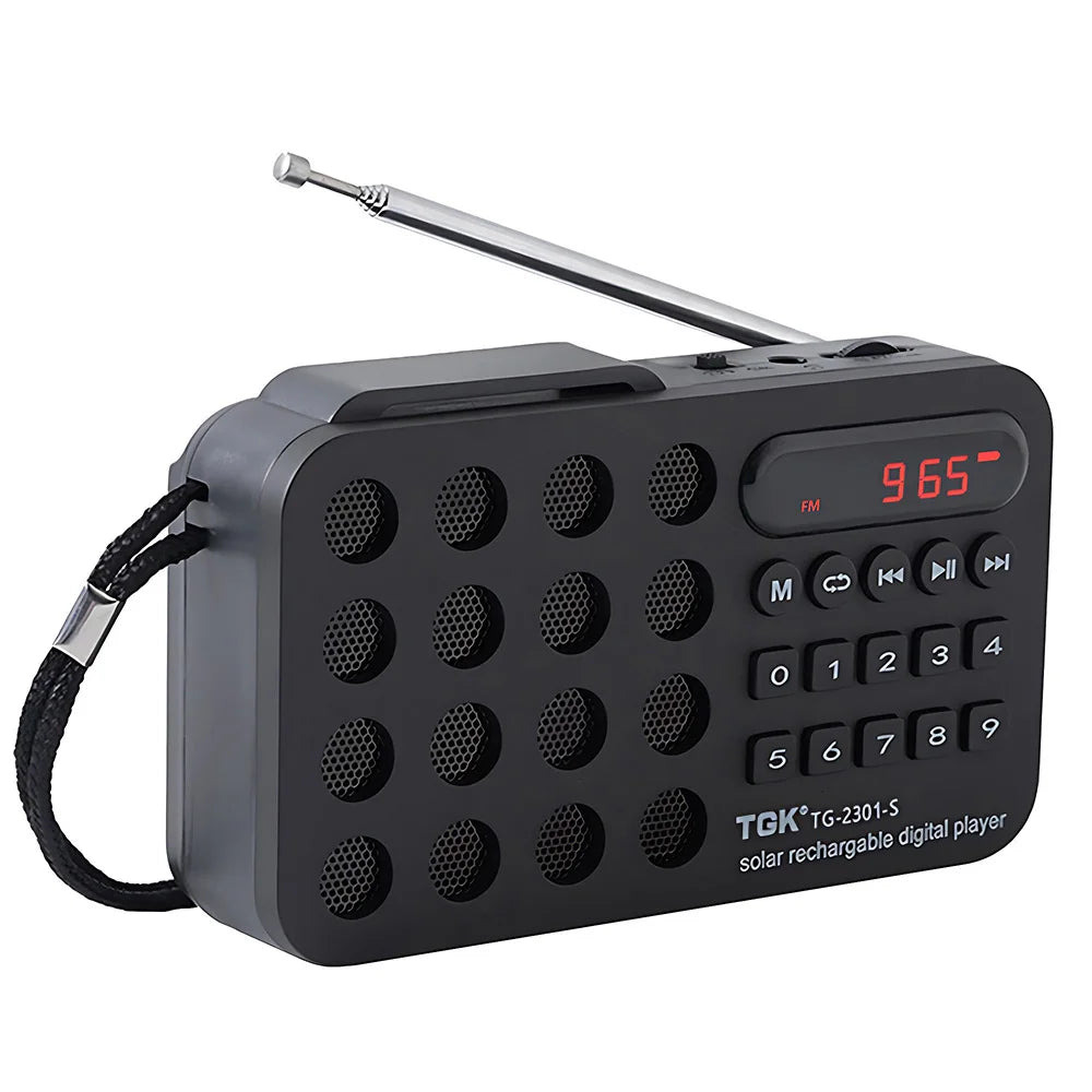Portable Solar FM Radio Bluetooth Speaker Black